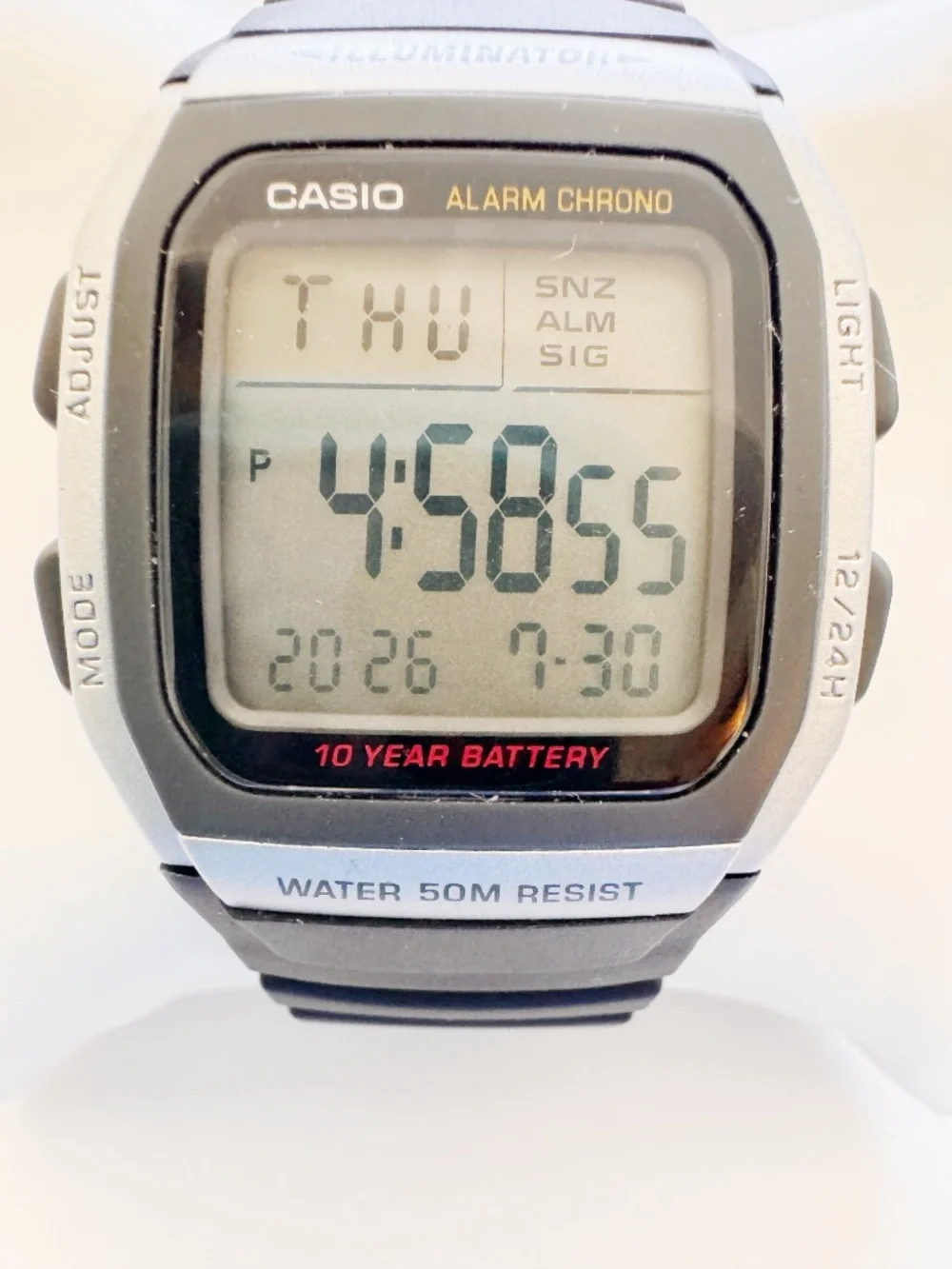 Casio Illuminator W-96H Black Digital Watch 35mm Runs Great